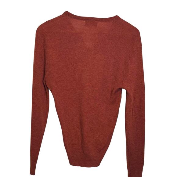 Vintage Botany Size Medium V-Neck Pullover 100% Acrylic Burnt Orange Sweater - Picture 4 of 7